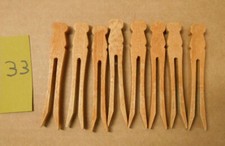 8 Vintage Wooden Clothes Pins Flat Head 4" Tall A33