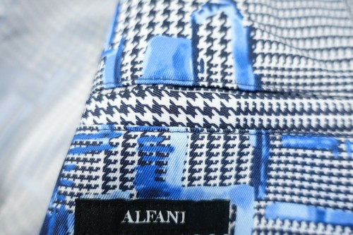 ALFANI BLUE XL NOTCHED HOUNDSTOOTH ABSTRACT LONG 3/4 COAT JACKET MENS NWT NEW - Picture 4 of 10