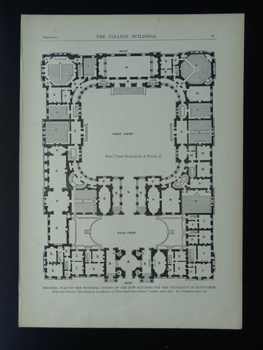 Edinburgh ORIGINAL PLAN OF NEW UNIVERSITY Original Victorian Print c1881 - Picture 2 of 2