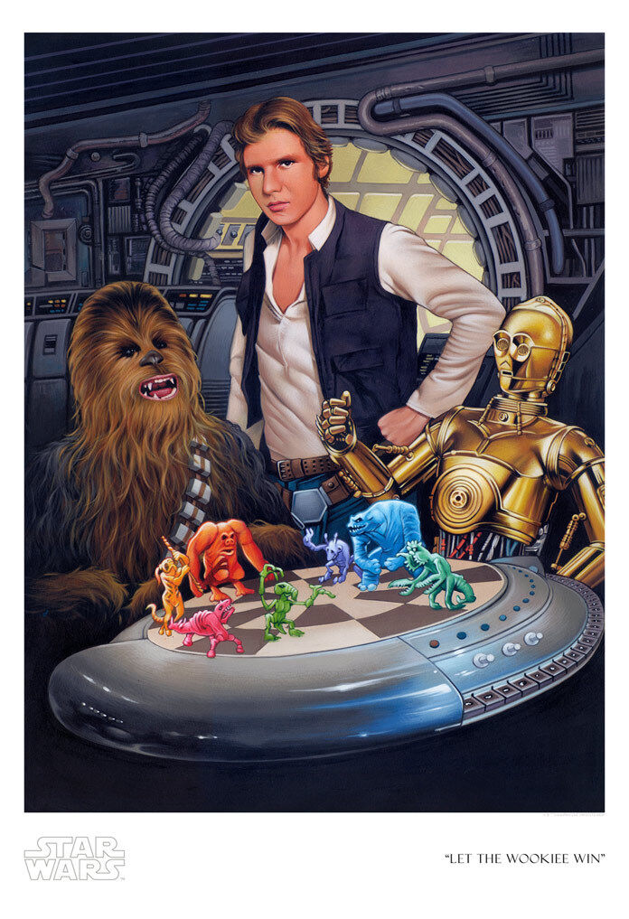 Chewbacca C3PO Han Solo Star Wars Chess Let The Wookiee Win Art