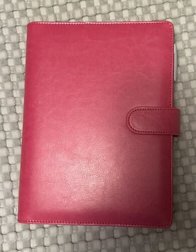 Undated! Daily Planner Calendar Organizer Monthly Diary Softcover Pink Leather