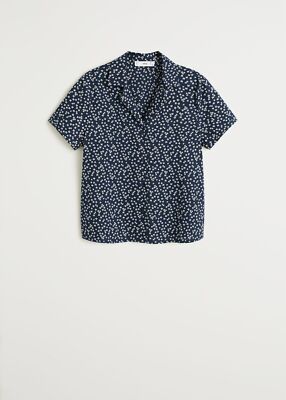 Neu mit Etikett Mango Damen kurzärmeliges Baumwollhemd UK-Größe 6 (XS) UVP: 25,99 £
