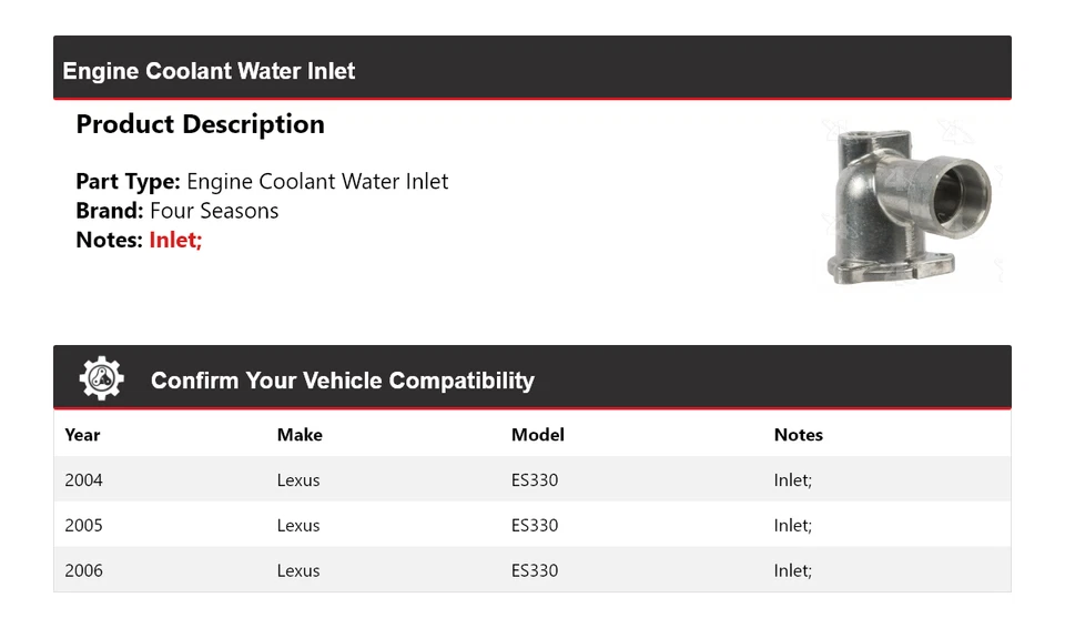 Entrada de agua refrigerante motor Lexus ES330 2004-2006 4 estaciones 2005 Foto 2 de 4