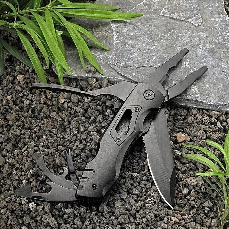 Multi-Purpose Folding Pliers Wire Cutter Knife Outdoor Black Survival EDC Tool