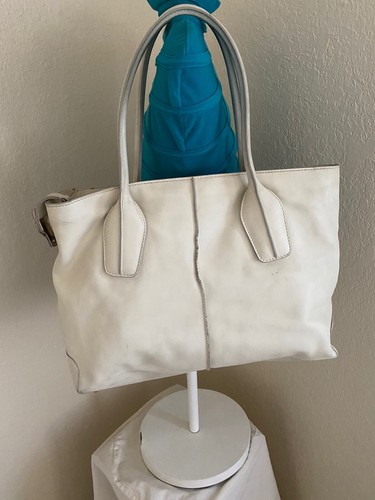 Tods Marfil Cuero Bolso de Hombro Bolso De Mano Cierre De Cremallera | eBay