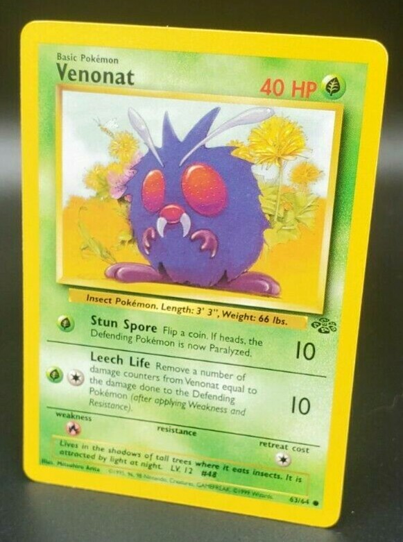 Venonat 63/64 - Jungle - Common Pokemon Card - Light Play (LP)