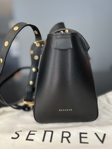 Senreve Mini Maestra Black Noir Convertible Leather Bag NWOT Pebbled Perfect - Picture 4 of 10