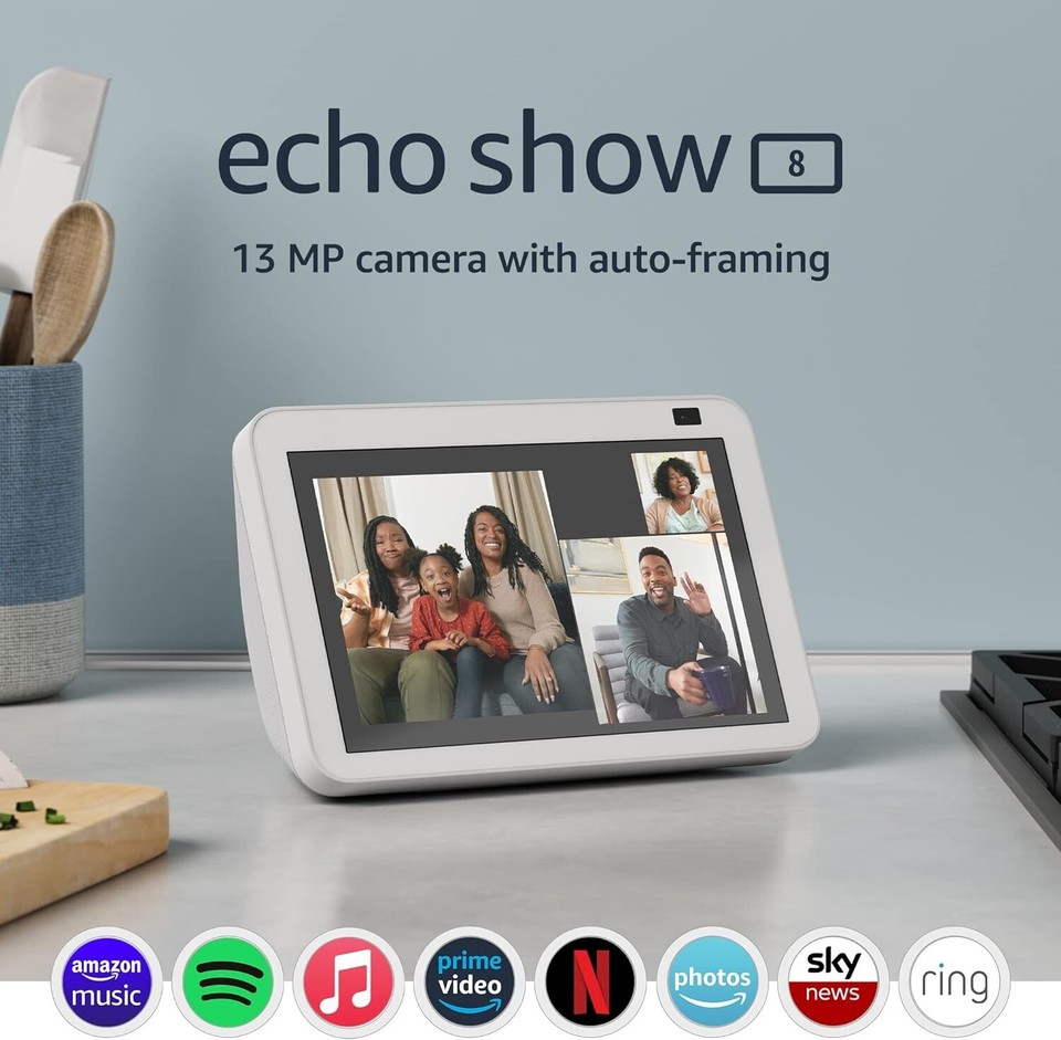 Amazon Echo Show 8 8" HD smart display with Alexa, White fabric ...