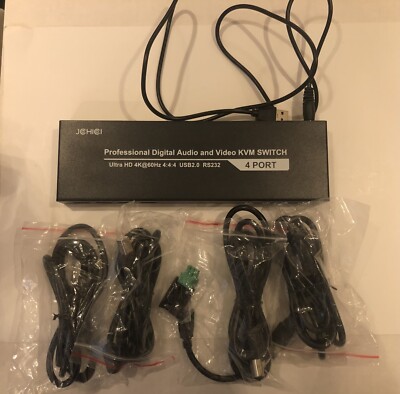 JCHICI PROFESSIONAL DIGITAL AUDIO and VIDEO KVM SWITCH, 4 PORT