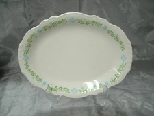 Vtg Homer Laughlin BLUE TULIP 11" Oval Platter + 8 oz Creamer Floral Restaurant