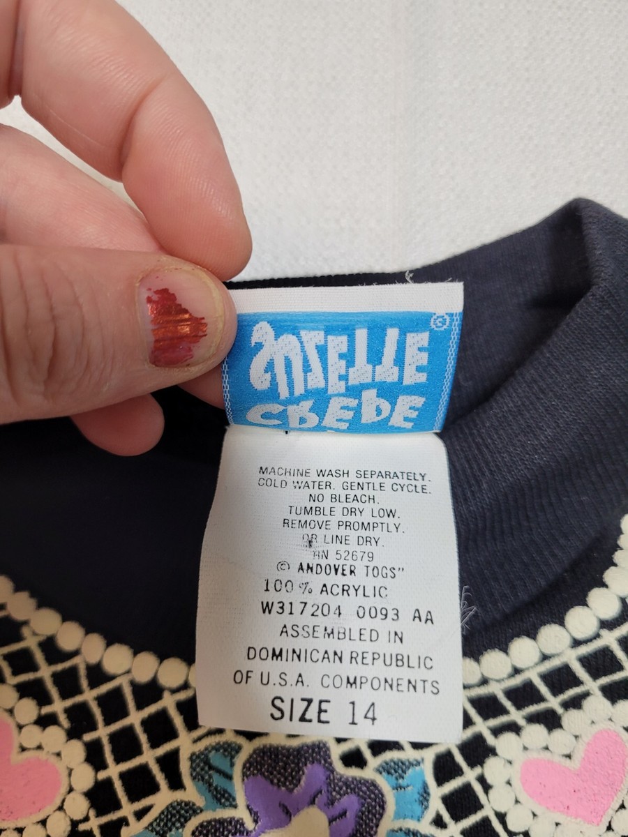 Vintage Crepe Suzette AOP Sweatshirt Girls 14 Teddy Bears Lace