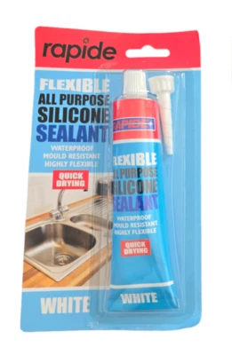 RAPIDE Silicone Sealant White Tube Bathroom Shower Kitchen Sealer Edging Waterproof 80g