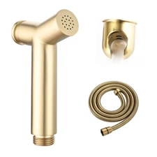 Brushed Gold Toilet Attachment Set Bidet Stainless Steel Sprayer Cleaning Hose