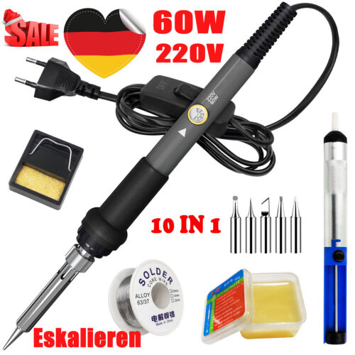 60W Profi Lötkolben Set Lötset Feinlötkolben Regelbar Soldering Iron Kit LCD DHL - Bild 1 von 12