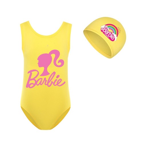 2PCS Girls Barbie The Movie Swimwear Swimming Costume Swimsuit Bikini Hat Set UK - Picture 6 of 19