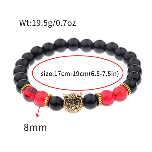 Charm Men's Women' s Natural Stone Gold Owl 8MM Beads Bracelets jewelry Gift - Picture 4 of 7