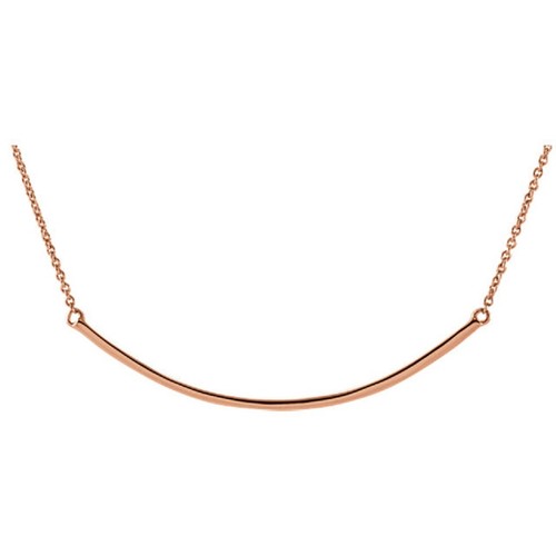 14K Gold Curved Bar Necklace 14K Rose Gold Line Bar White Rose Yellow Gold - Picture 11 of 12
