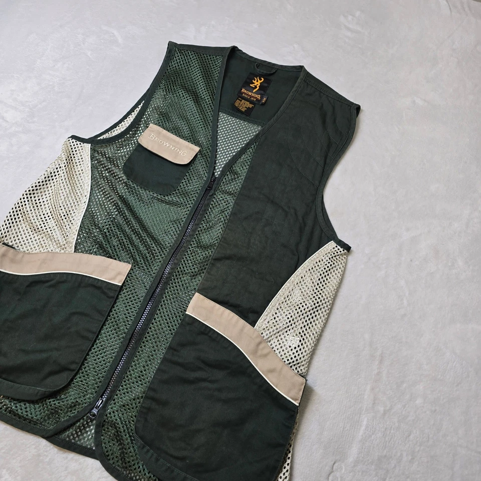 Browning Shooting Vest Mens Medium Green Mesh Upland Hunting Clay Skeet Trap - Image 4 of 4