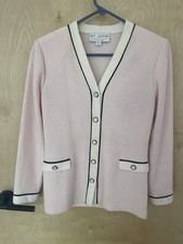 Vintage St. John Collection By Marie Grey Pale Pink Tweed Blazer Size 2