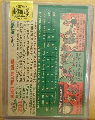 2015 Topps Archives Signature Al Kaline - 1954 Topps Autograph Rookie Card #1/1 - Bild 2 von 2