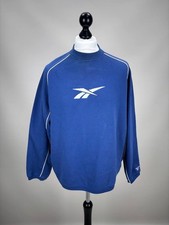 Mens vintage sweatshirt Reebok Size L Color Blue Duties Paid USA 