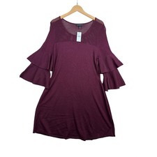 New Lane Bryant Tiered Bell Sleeve Bodycon Dress size 14/16 Burgundy