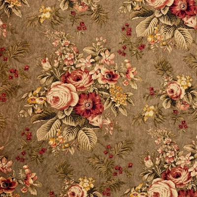 Vintage Richloom Floral Cotton Jacquard OLIVE Green Drapery Pillow Fabric BTY - Image 1 of 4