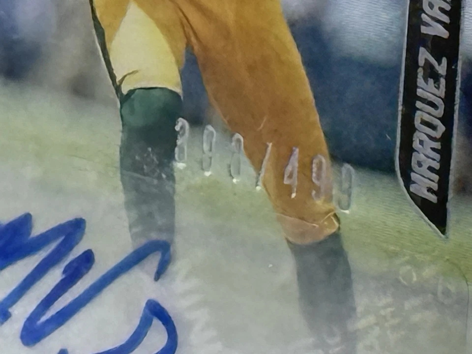 2018 Certified-Marquez Valdes Scantling Freshman Fabric Sig /499 (RC,MEM) #213 - Image 4 of 4