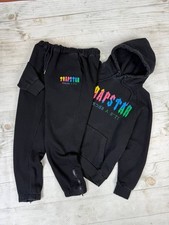 Trapstar London Tracksuit Hoodie And Pants Big Logo Drill Men Size L Black