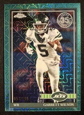 2026 Topps Flagship Football Garrett Wilson 1991 Topps Aqua Mojo Refractor /199