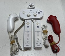 Nintendo Wii Remote Nunchuk Red Classic MotionPlus Bundle Lot OEM White