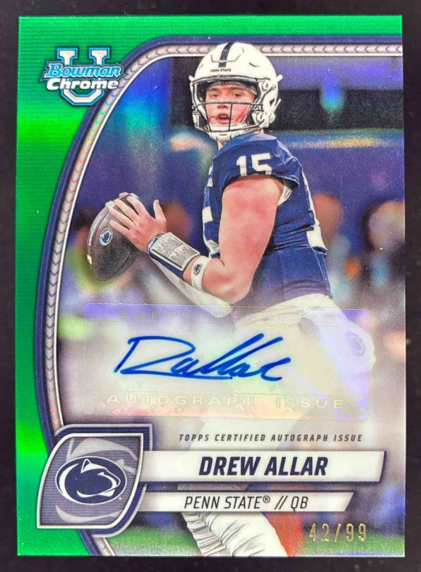 2024 Bowman Chrome University Green Refractor #PA-DAL Drew Allar Auto /99