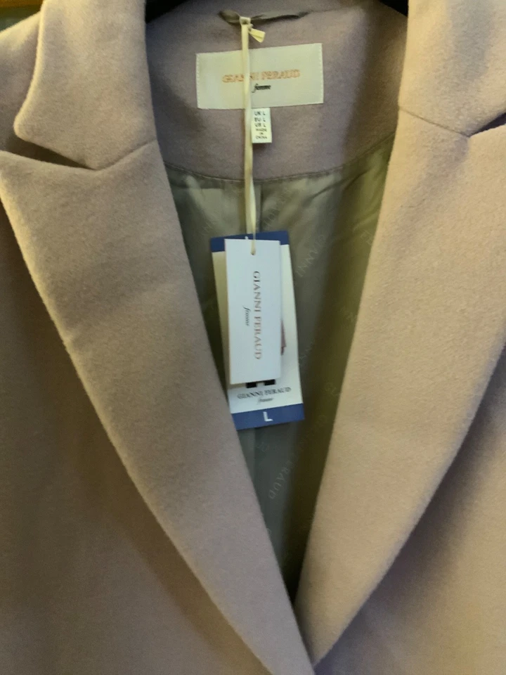 GIANNI FERAUD Womens Pastel Lilac Single Breasted Coat Size new with tags - Image 3 of 4