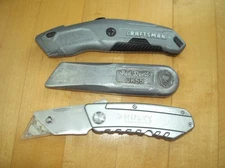 Vintage Utility Knives - Red Devil UK55, Craftsman, Husky - Lot of 3