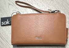 The Sak Brown/Beige Wristlet Zip Wallet w/ Wrist Strap, Card Slots, Zippers