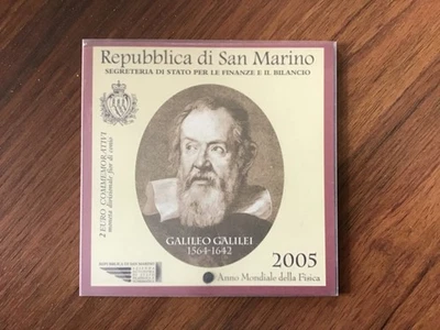 Coffret 2 Euro BU commémorative SAINT MARIN 2005 Année de la Physique GALILEE - Photo 1/4