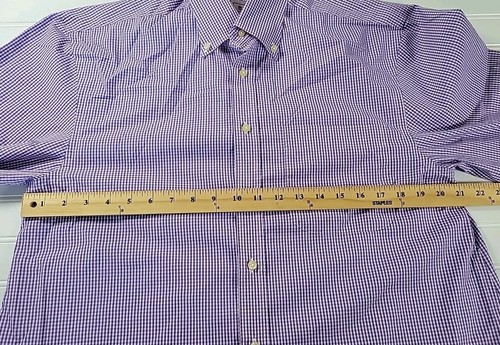 Peter Millar Men's Purple Checkered Button DOWN Cotton Dress Shirt SIZE MEDIUM - Picture 6 of 9