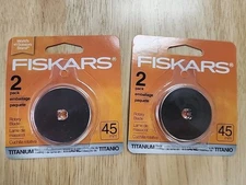 Fiskars Titanium Rotary Blades 45 mm 2 Pack 158290-1001, LOT OF 2