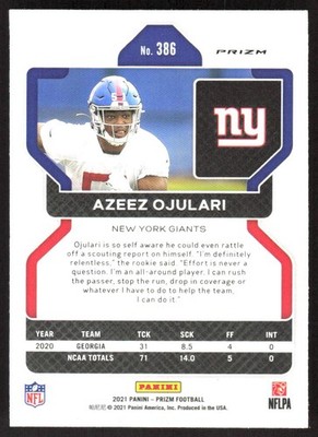 6854H 2021 Panini Prizm #386 Azeez Ojulari Disco | eBay