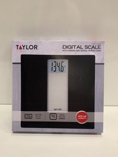 Taylor Digital Scale Tempered Glass Black LCD Readout 12"x12" Platform Size