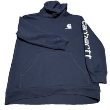 Carhartt Pullover Hoodie Navy Blue Large Youth Size L 14-16 Relaxed Fit