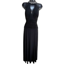 Carabella Elegant Black Evening Dress retro 90’s prom maxi beaded sequin