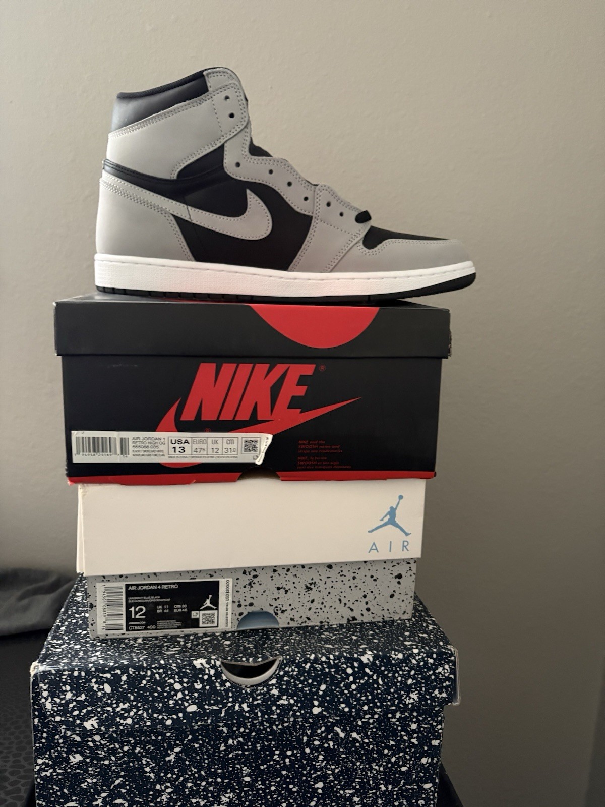 AIR JORDAN 1 RETRO HIGH OG 555088 035 BLACK/LT SMOKE GREY WHITE SIZE 13 thumbnail 2