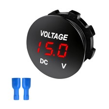 DC 12V 24V Digital Voltmeter Gauge Round Panel Battery Monitor Waterproof Red