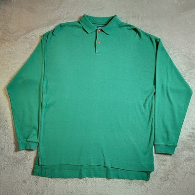 VTG GAP Shirt Mens Small Green Solid Polo Button Long Sleeve Heavyweight 90s