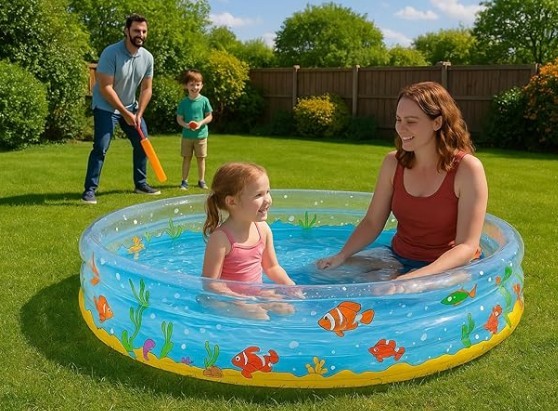 Ocean Fun Pool, 150 cm Diameter 53 cm Deep, 3-Ring Inflatable Paddling Pool