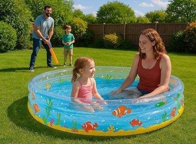 Ocean Fun Pool, 150 cm Durchmesser 53 cm tief, 3-Ring aufblasbares Planschbecken