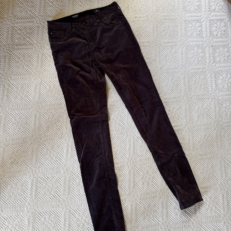 Ag The Legging Super Skinny Brown Velvet Pants 28r