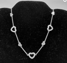 Tiffany & Co Silver Open Heart Station Necklace