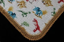 Receiving Blanket Hand Crochet Edge New Baby Shower Gift Boy's DINOSAUR FRIENDS!